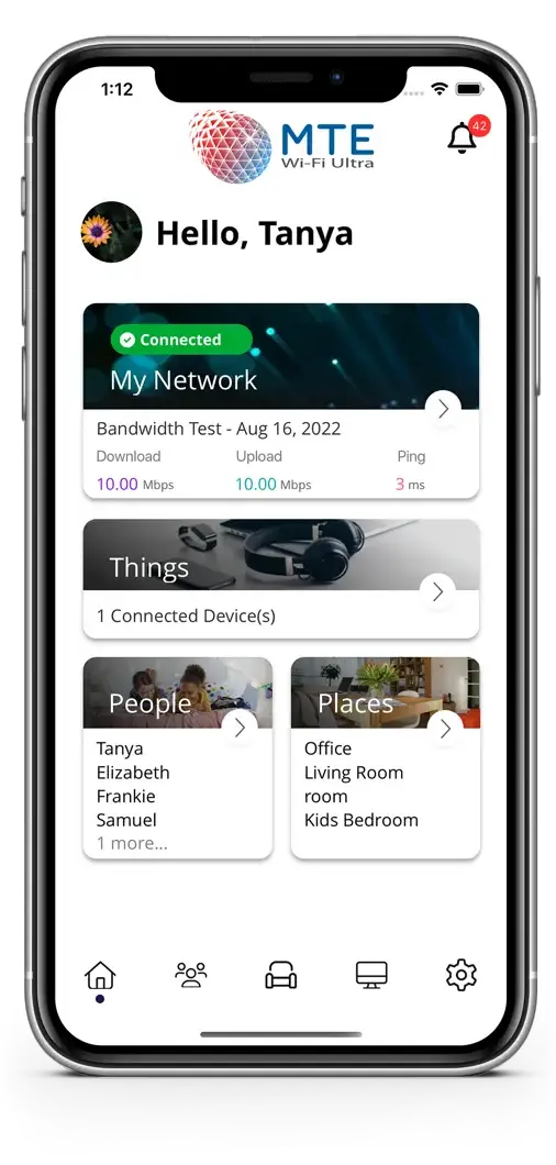 Screenshot of the MTE Wi-Fi Ultra App Home Screen